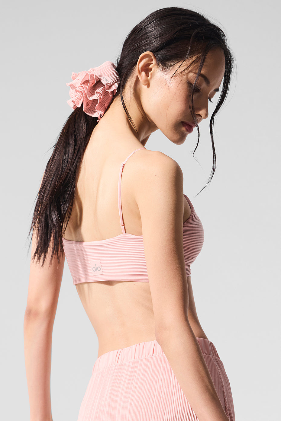 Micro Plisse Game On Sports Bra — Pink Quartz