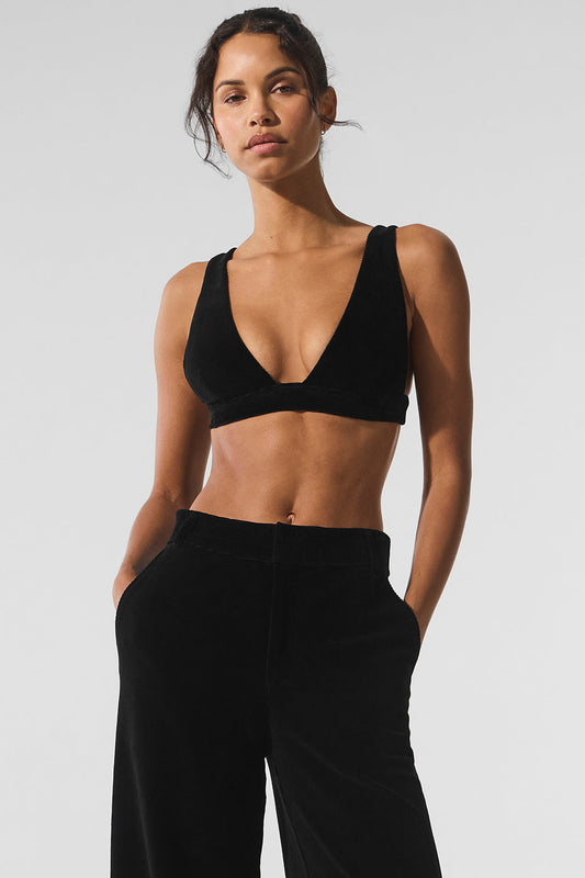Micro Corduroy Dreamer Sports Bra — Black