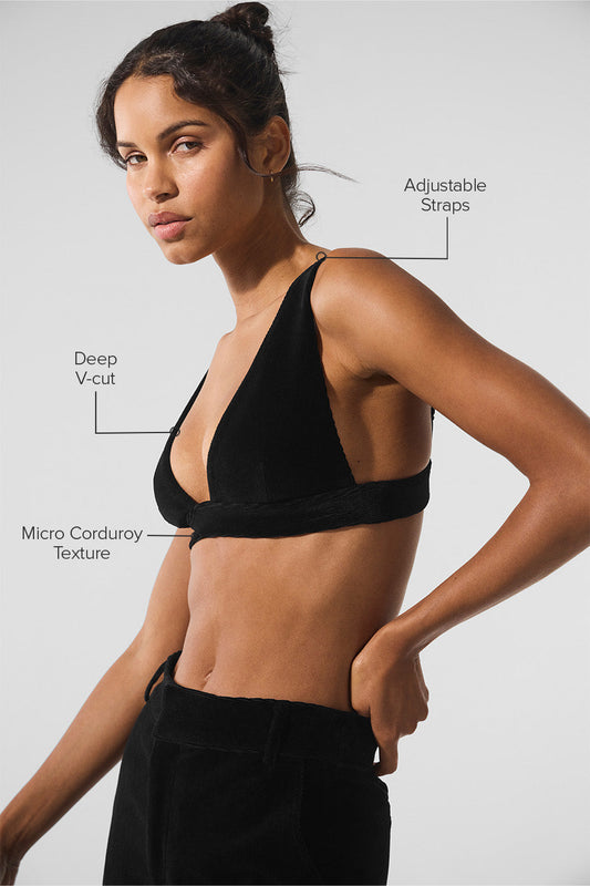 Micro Corduroy Dreamer Sports Bra — Black