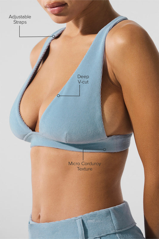 Micro Corduroy Dreamer Sports Bra — Celestial Blue