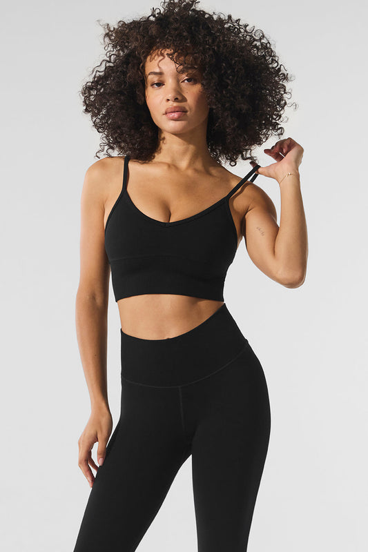 Seamless Winter Warm Plush Delight Sports Bra — Black