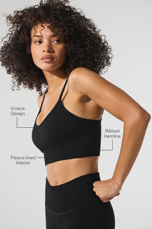 Seamless Winter Warm Plush Delight Sports Bra — Black