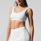 Tennis Club Sweater Knit Sports Bra — White/Seashell Blue