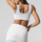 Tennis Club Sweater Knit Sports Bra — White/Seashell Blue