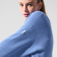 Tennis Club Sweater Knit Cardigan — Crystal Clear Blue/White