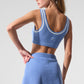 Tennis Club Sweater Knit Sports Bra — Crystal Clear Blue/White