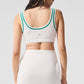 Tennis Club Sweater Knit Sports Bra — White/Spruce Green
