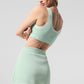 Tennis Club Sweater Knit Sports Bra — Spearmint/White