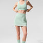 Tennis Club Sweater Knit Sports Bra — Spearmint/White