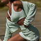 Tennis Club Sweater Knit Sports Bra — Spearmint/White