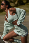 Tennis Club Sweater Knit Sports Bra — Spearmint/White
