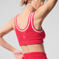 Tennis Club Sweater Knit Sports Bra — Candy Red/White