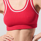 Tennis Club Sweater Knit Sports Bra — Candy Red/White