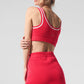 Tennis Club Sweater Knit Sports Bra — Candy Red/White