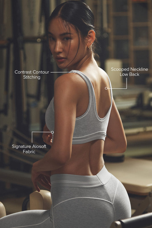 Alosoft Heart Throb Sports Bra — Athletic Heather Grey/White