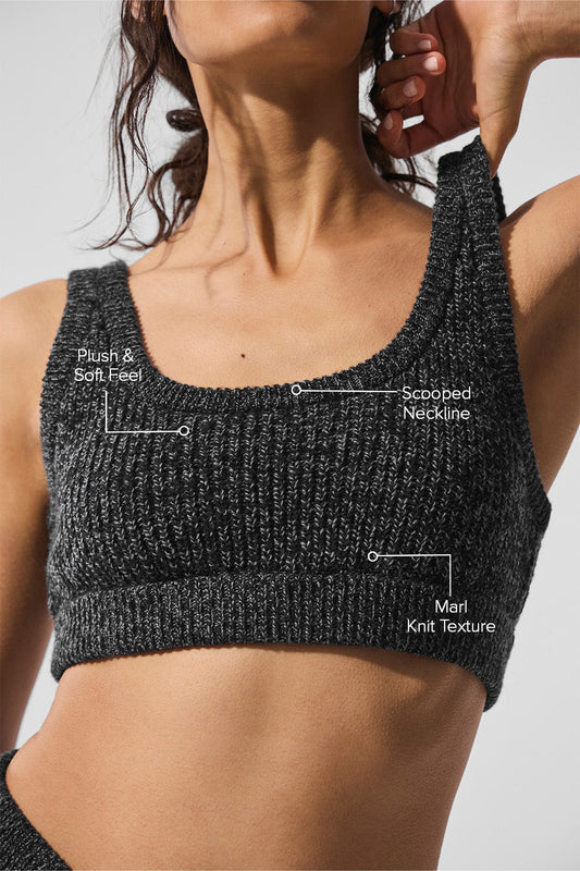Marl Sweater Sports Bra — Black Marl