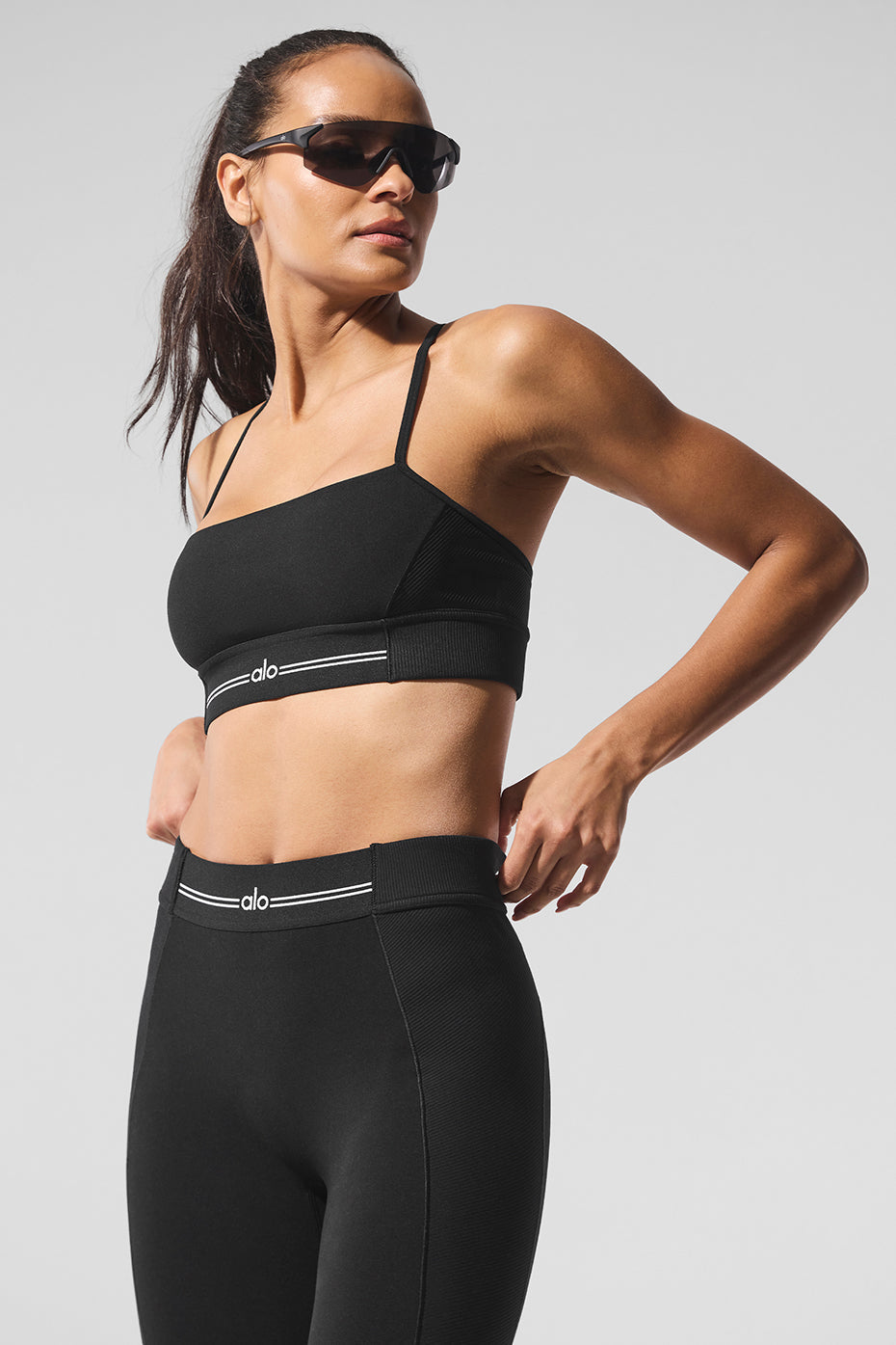 Alosoft Relay Sports Bra — Black/White