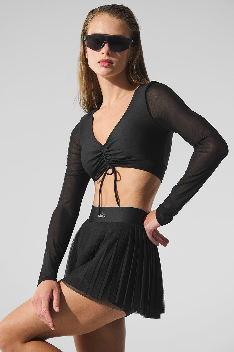 Airlift Mesh Divine Long‑Sleeve Sports Bra — Black