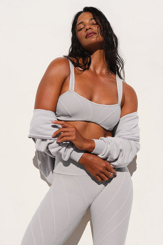 Washed Alosoft Sunray Sports Bra — Grey Sky Wash