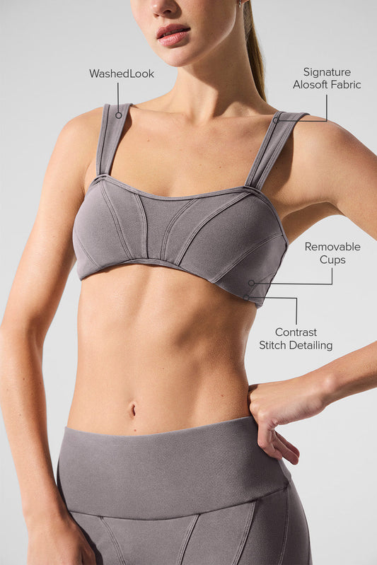Washed Alosoft Sunray Sports Bra — Cool Grey Wash