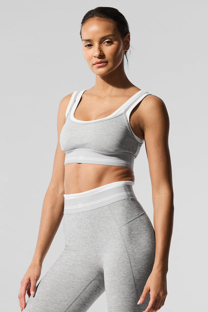 Alosoft Better Together Sports Bra — Athletic Heather Grey/White