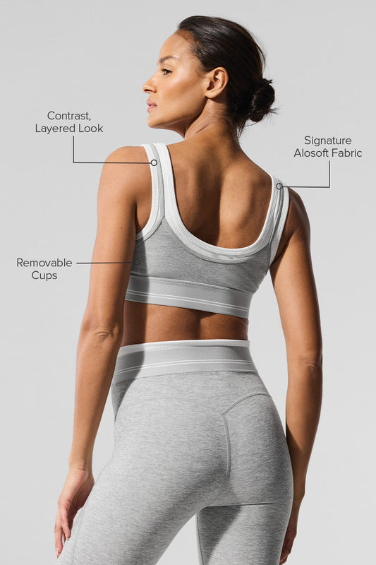Alosoft Better Together Sports Bra — Athletic Heather Grey/White