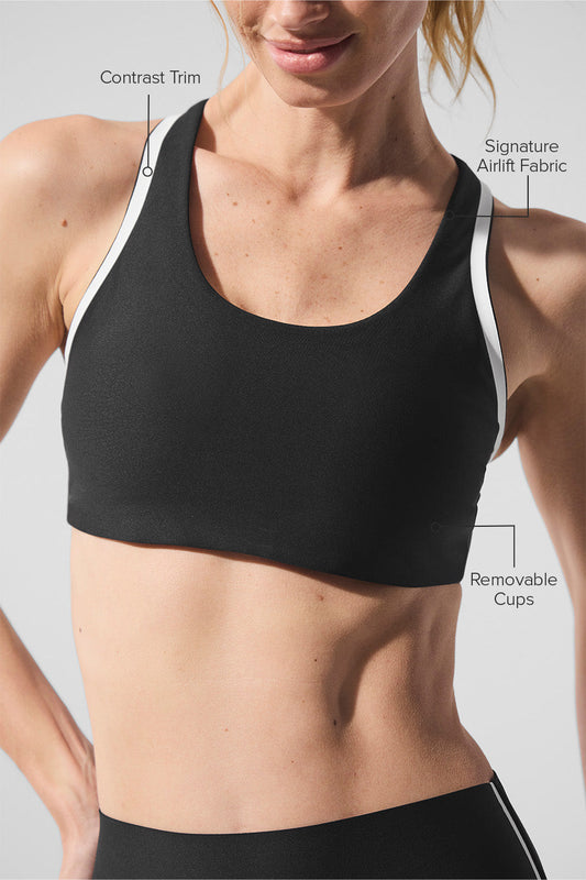 Airlift Super Sleek Contrast Sports Bra — Black/White