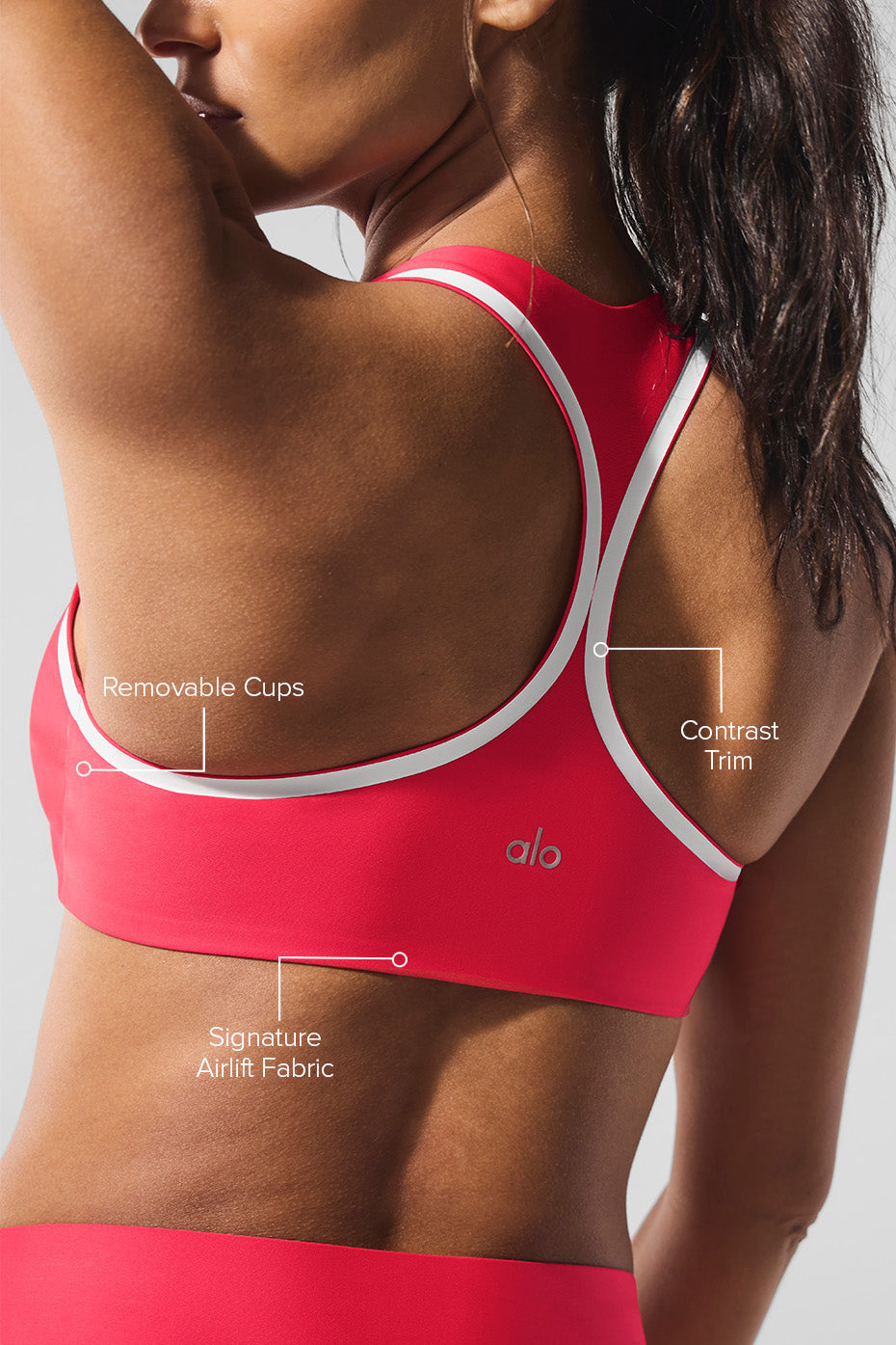 Airlift Super Sleek Contrast Sports Bra — Candy Red/White
