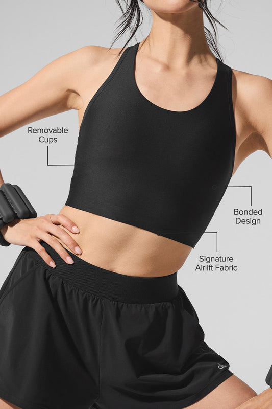 Airlift Super Sleek Sports Bra Tank Top — Black