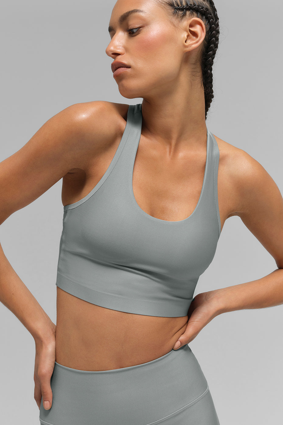 Airlift Super Sleek Sports Bra Tank Top — Lunar Grey