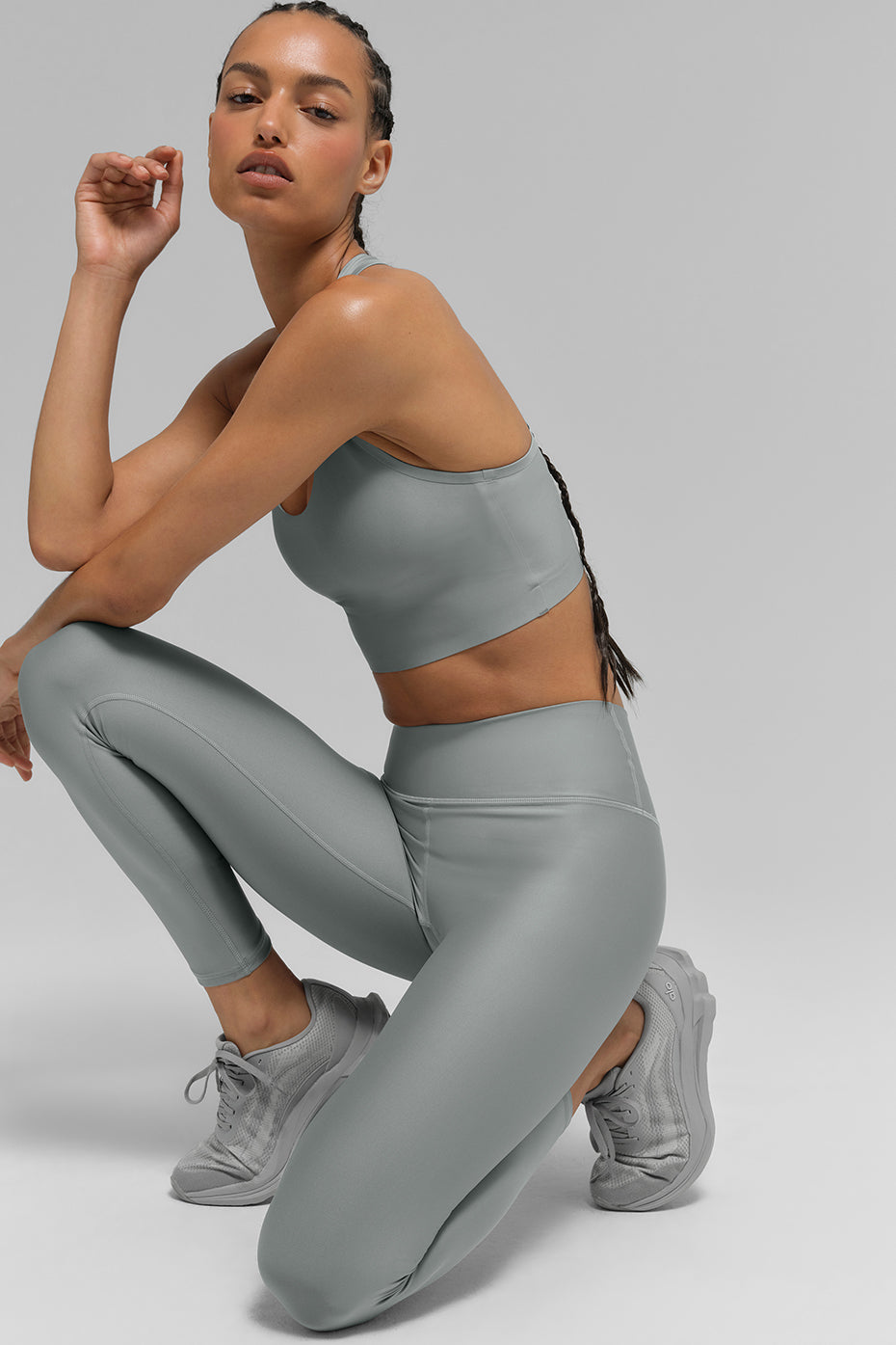Airlift Super Sleek Sports Bra Tank Top — Lunar Grey