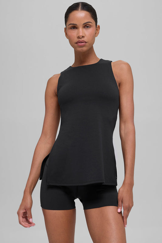 SculptSoft Precision Fit Full Length Sports Bra Tank Top — Black