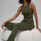 SculptSoft Precision Fit Full Length Sports Bra Tank Top — Green Olive