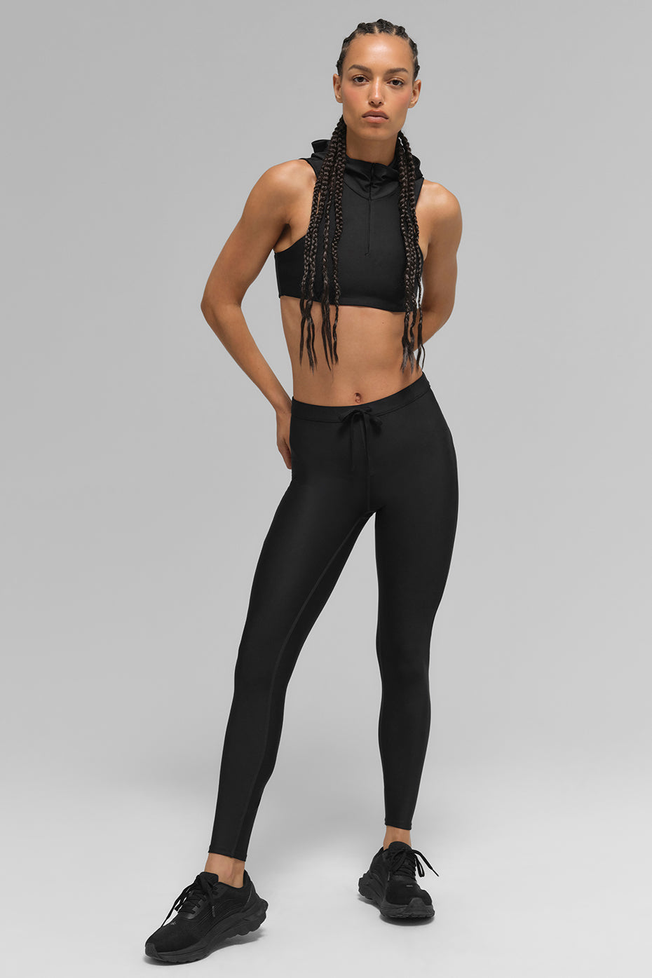 Airlift Light Speed Hooded Sports Bra — Black