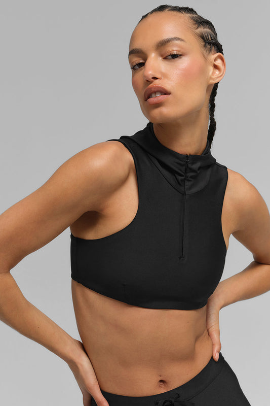 Airlift Light Speed Hooded Sports Bra — Black