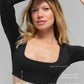 SculptSoft Precision Fit Long‑Sleeve Sports Bra — Black