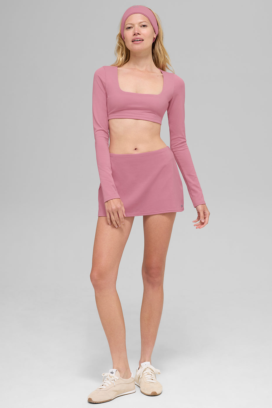 SculptSoft Precision Fit Long‑Sleeve Sports Bra — Pink Wild Rose
