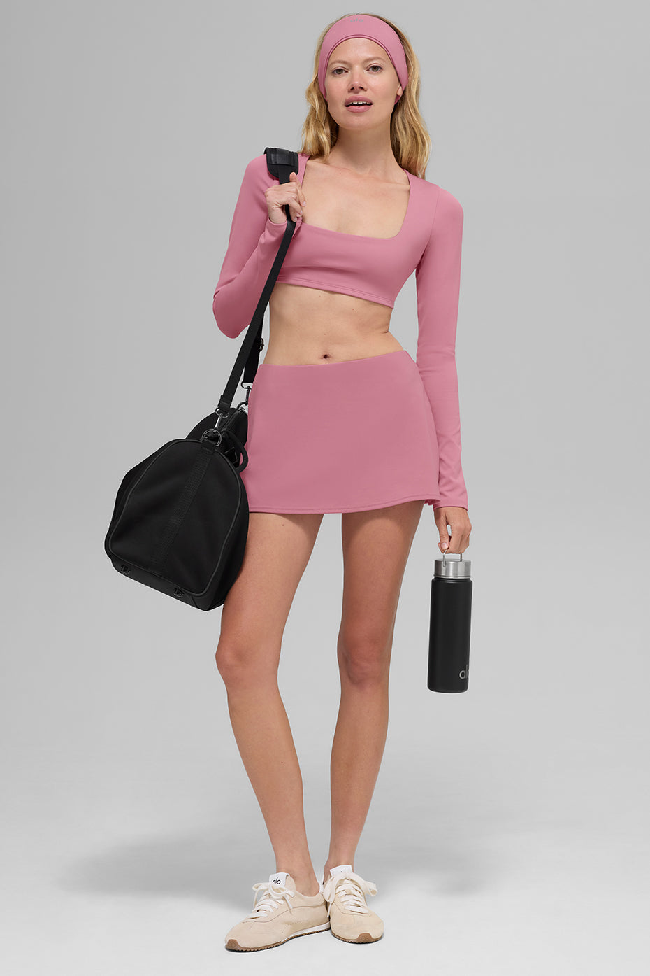 SculptSoft Precision Fit Long‑Sleeve Sports Bra — Pink Wild Rose