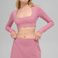 SculptSoft Precision Fit Long‑Sleeve Sports Bra — Pink Wild Rose