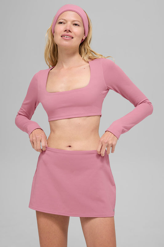 SculptSoft Precision Fit Long‑Sleeve Sports Bra — Pink Wild Rose