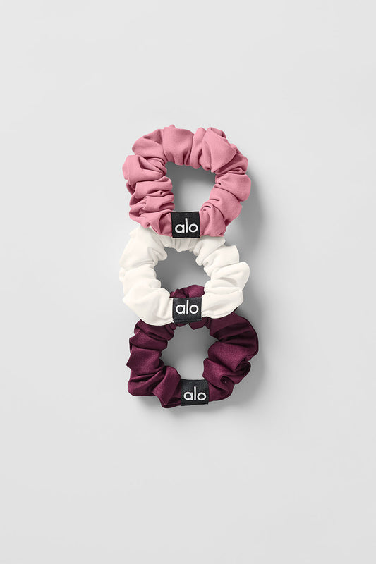 Fresh Mini Scrunchie (3 — Pack) — Burgundy/Pink Wild Rose/Ivory