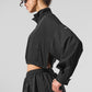 Cropped 1/4 Zip Aerial Crew Sweatshirt — Black