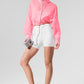 Cropped 1/4 Zip Aerial Crew Sweatshirt — Neon Bubblegum