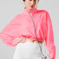 Cropped 1/4 Zip Aerial Crew Sweatshirt — Neon Bubblegum