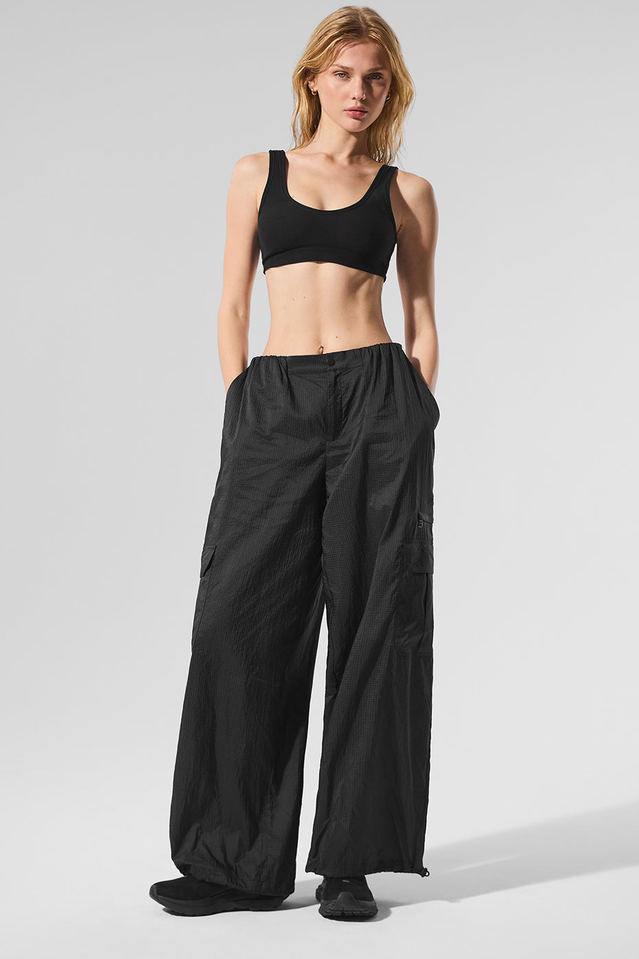 Sheer Game Time Wide Leg Jogger — Black