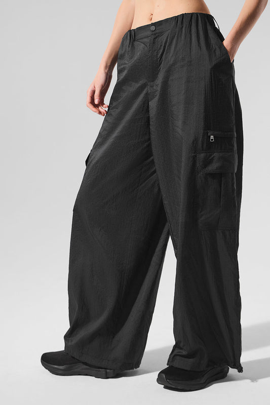 Sheer Game Time Wide Leg Jogger — Black