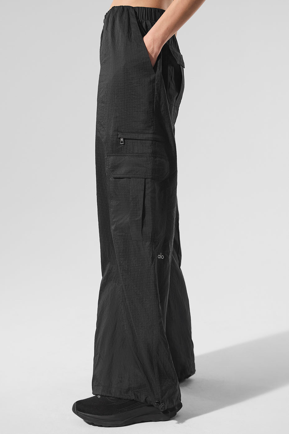 Sheer Game Time Wide Leg Jogger — Black