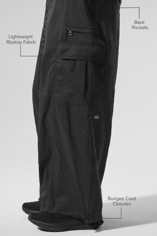 Sheer Game Time Wide Leg Jogger — Black